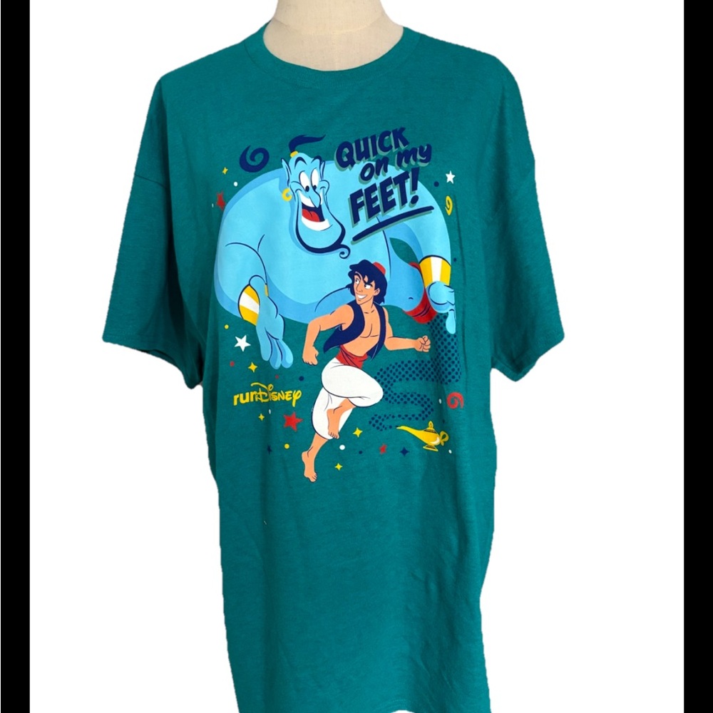 Disney Parks Run Disney Quick On My Feet Green T-Shirt XL New Short